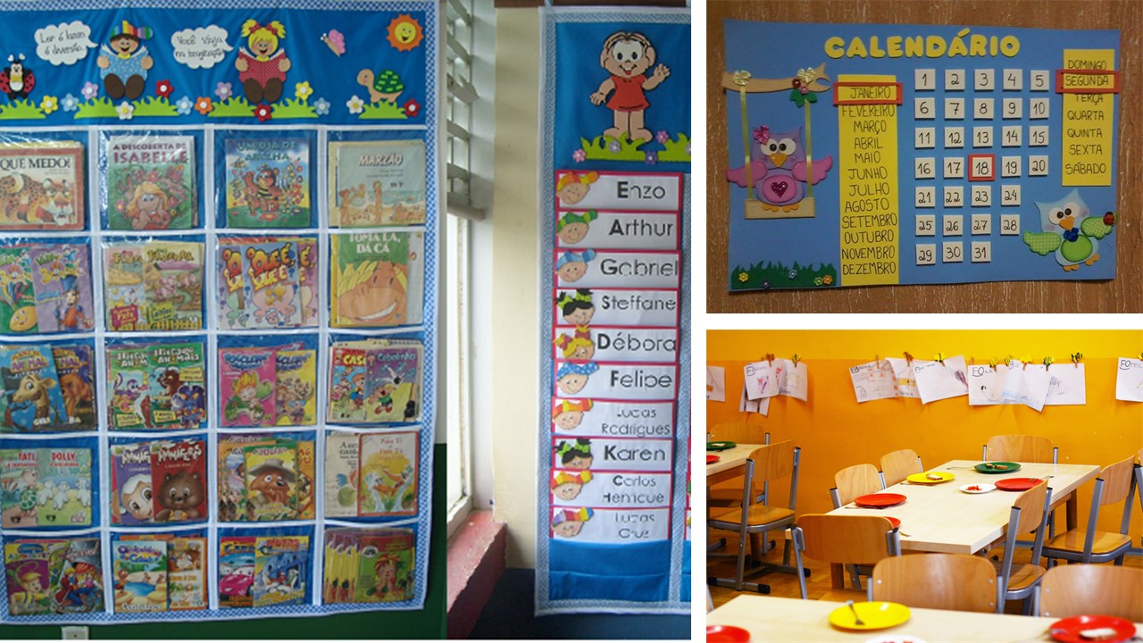 Imagens mostrando um ambiente alfabetizador